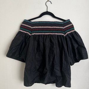 PARKER NY OFF-SHOULDER BLACK BLOUSE